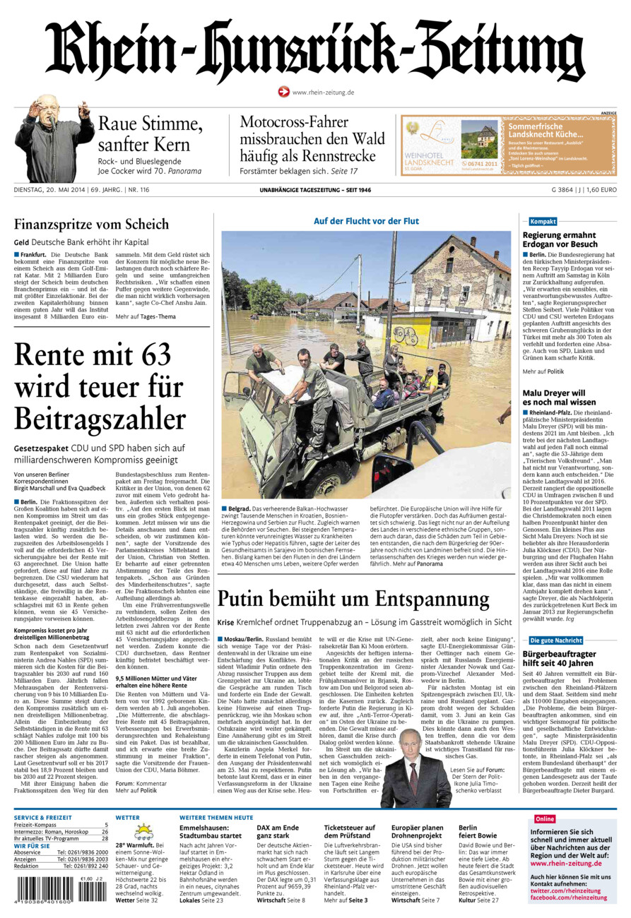 Rhein-Hunsrück-Zeitung vom Dienstag, 20.05.2014
