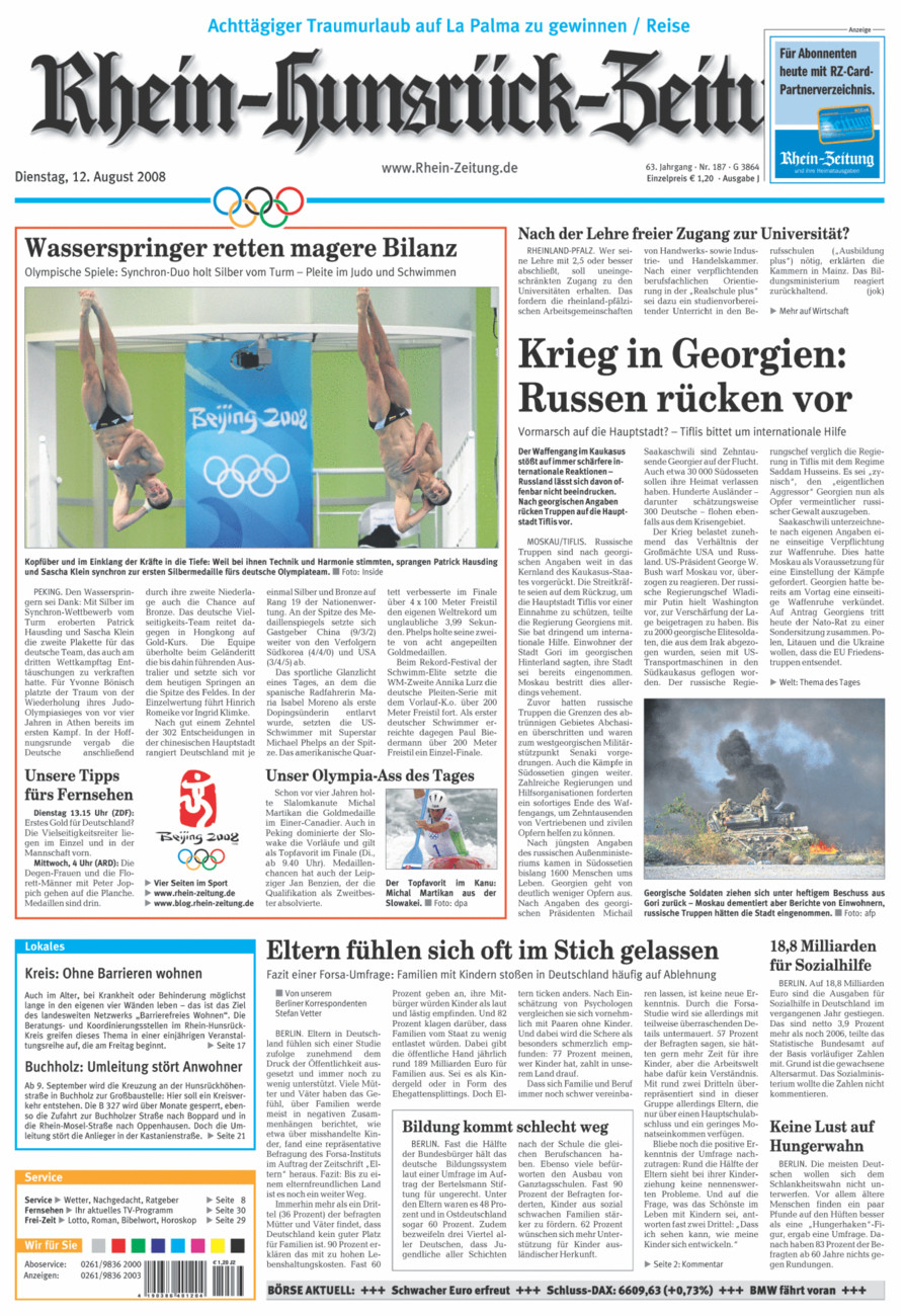 Rhein-Hunsrück-Zeitung vom Dienstag, 12.08.2008