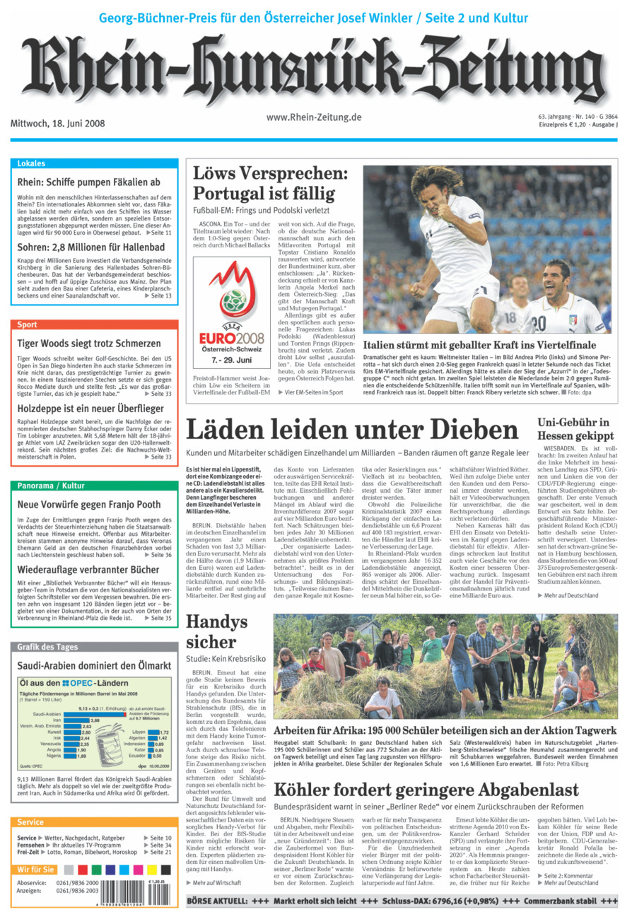 Rhein-Hunsrück-Zeitung vom Mittwoch, 18.06.2008