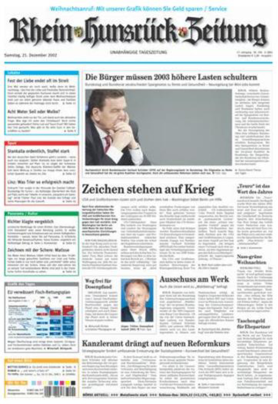 Rhein-Hunsrück-Zeitung vom Samstag, 21.12.2002