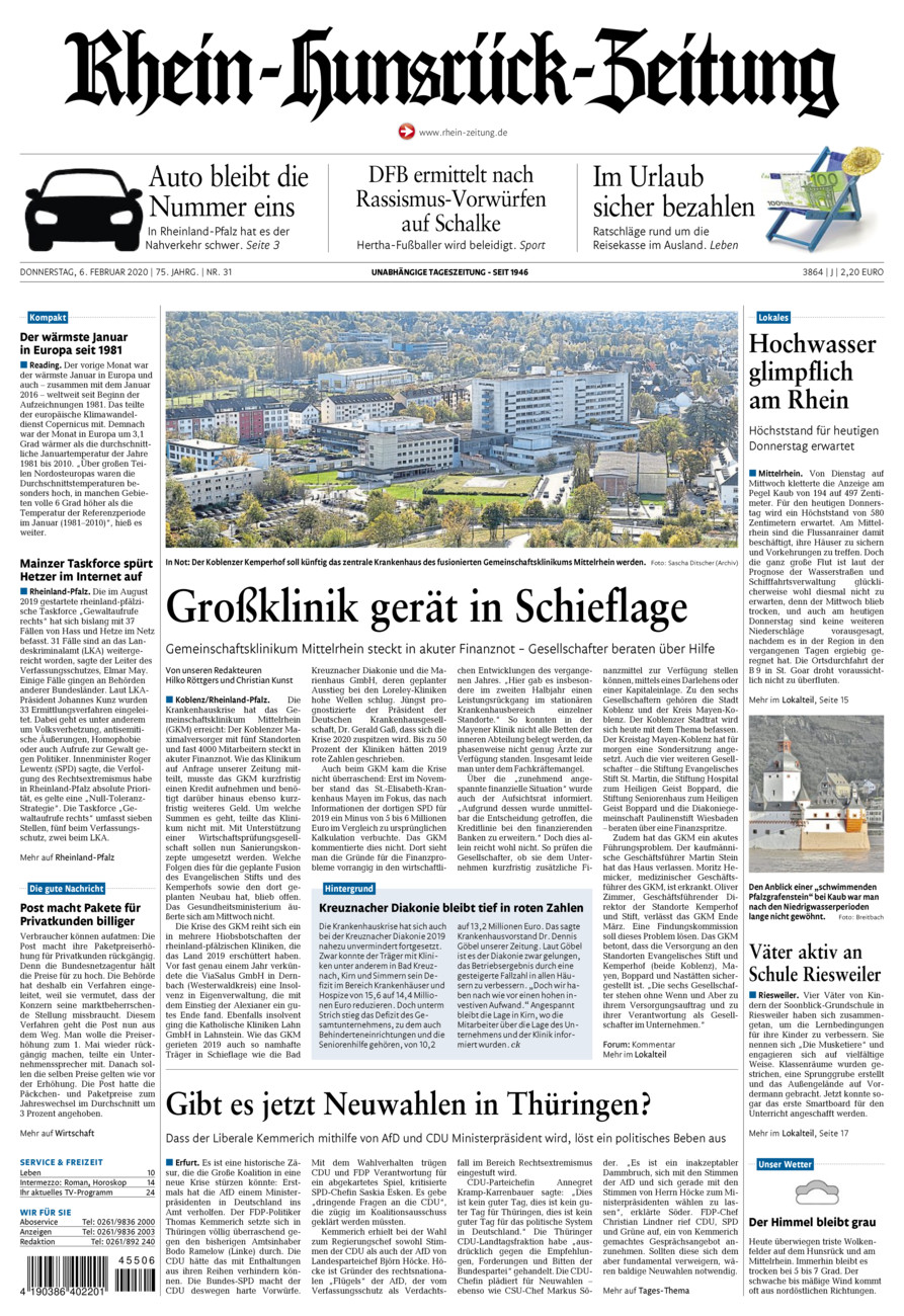 Rhein-Hunsrück-Zeitung vom Donnerstag, 06.02.2020