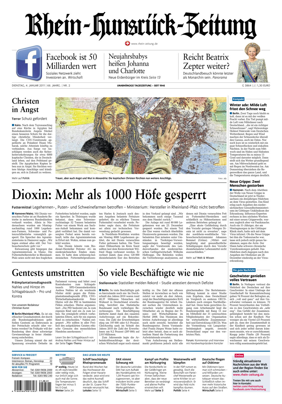 Rhein-Hunsrück-Zeitung vom Dienstag, 04.01.2011