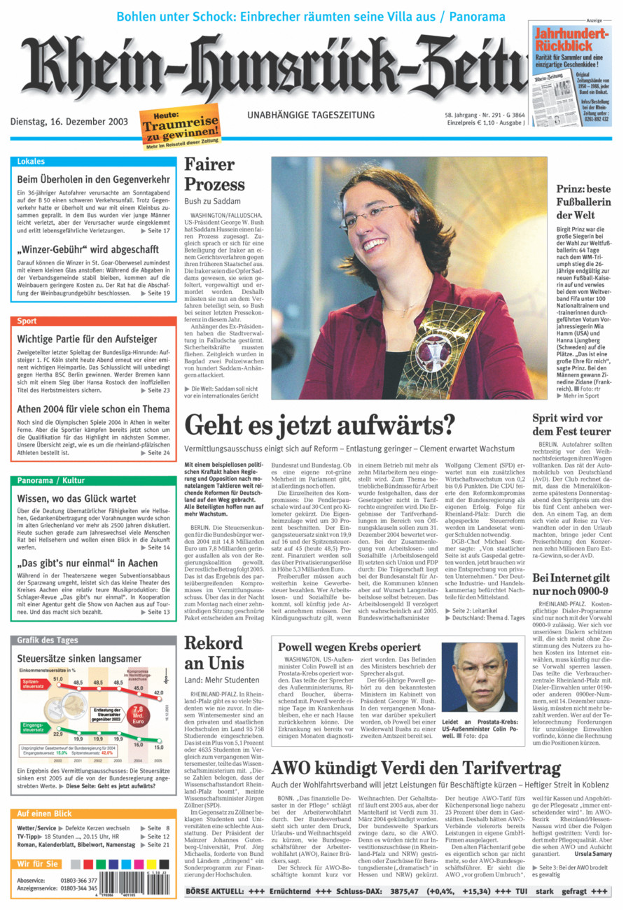 Rhein-Hunsrück-Zeitung vom Dienstag, 16.12.2003