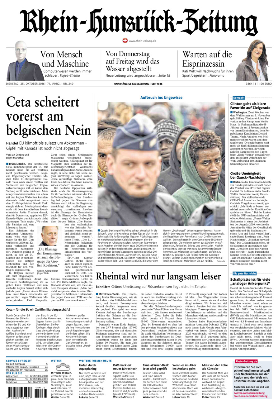 Rhein-Hunsrück-Zeitung vom Dienstag, 25.10.2016