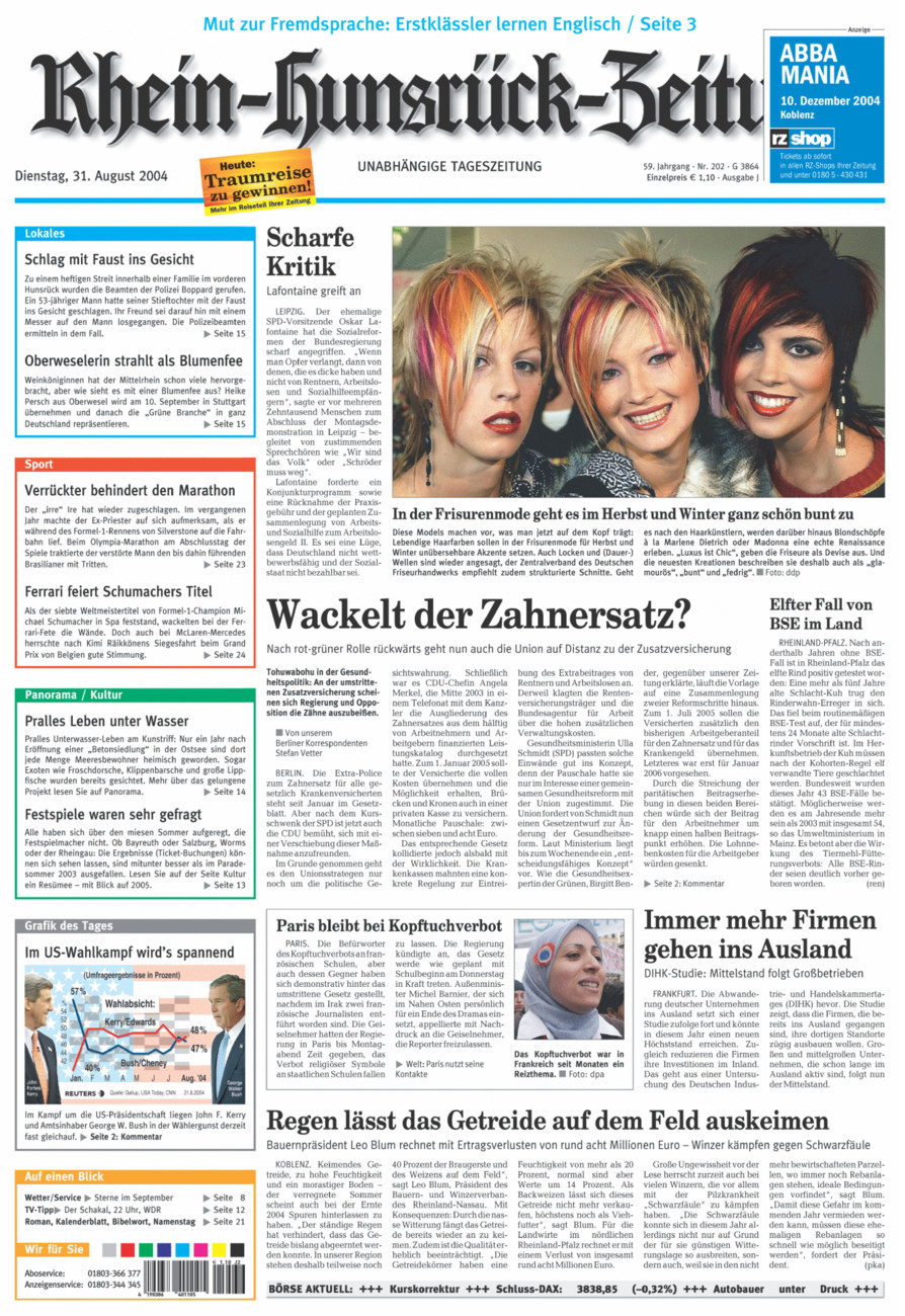 Rhein-Hunsrück-Zeitung vom Dienstag, 31.08.2004