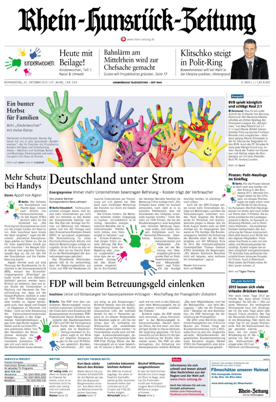 Rhein-Hunsrück-Zeitung vom Donnerstag, 25.10.2012