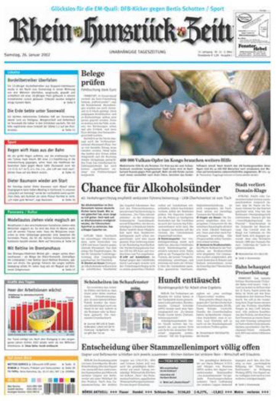 Rhein-Hunsrück-Zeitung vom Samstag, 26.01.2002