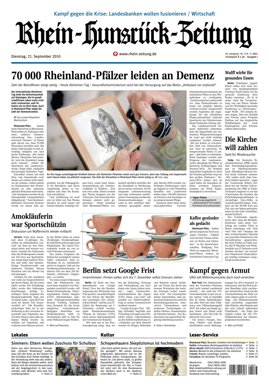 Rhein-Hunsrück-Zeitung vom Dienstag, 21.09.2010