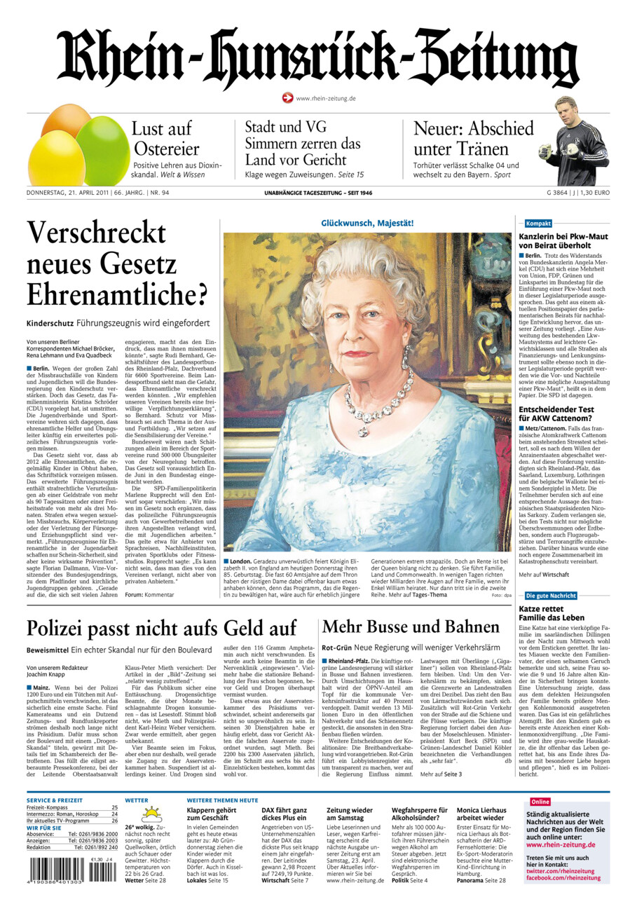 Rhein-Hunsrück-Zeitung vom Donnerstag, 21.04.2011