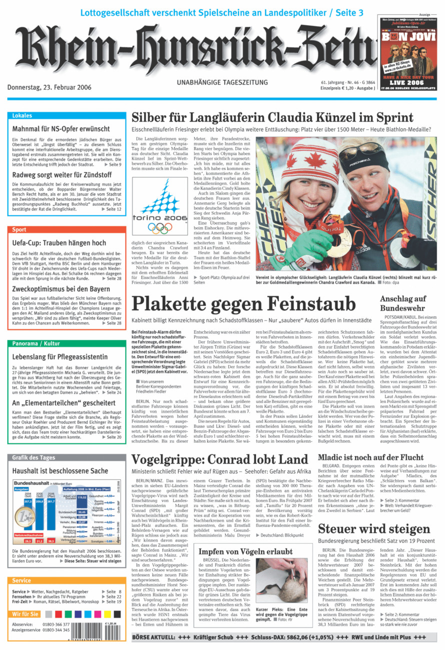 Rhein-Hunsrück-Zeitung vom Donnerstag, 23.02.2006