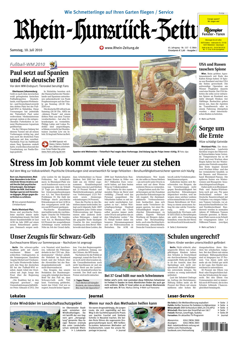 Rhein-Hunsrück-Zeitung vom Samstag, 10.07.2010