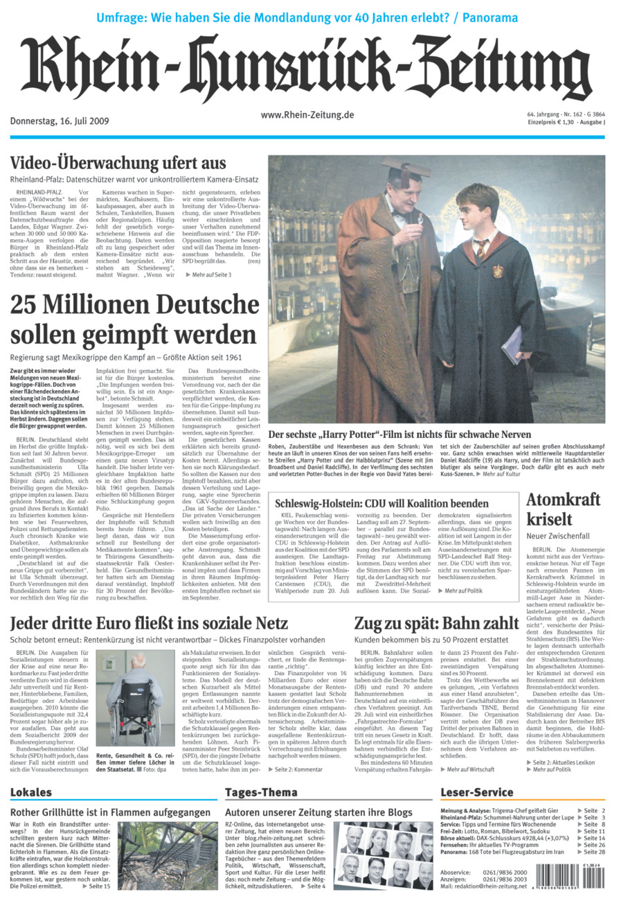 Rhein-Hunsrück-Zeitung vom Donnerstag, 16.07.2009