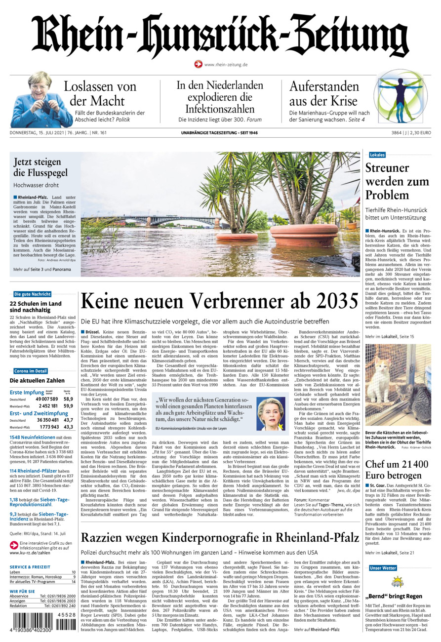 Rhein-Hunsrück-Zeitung vom Donnerstag, 15.07.2021