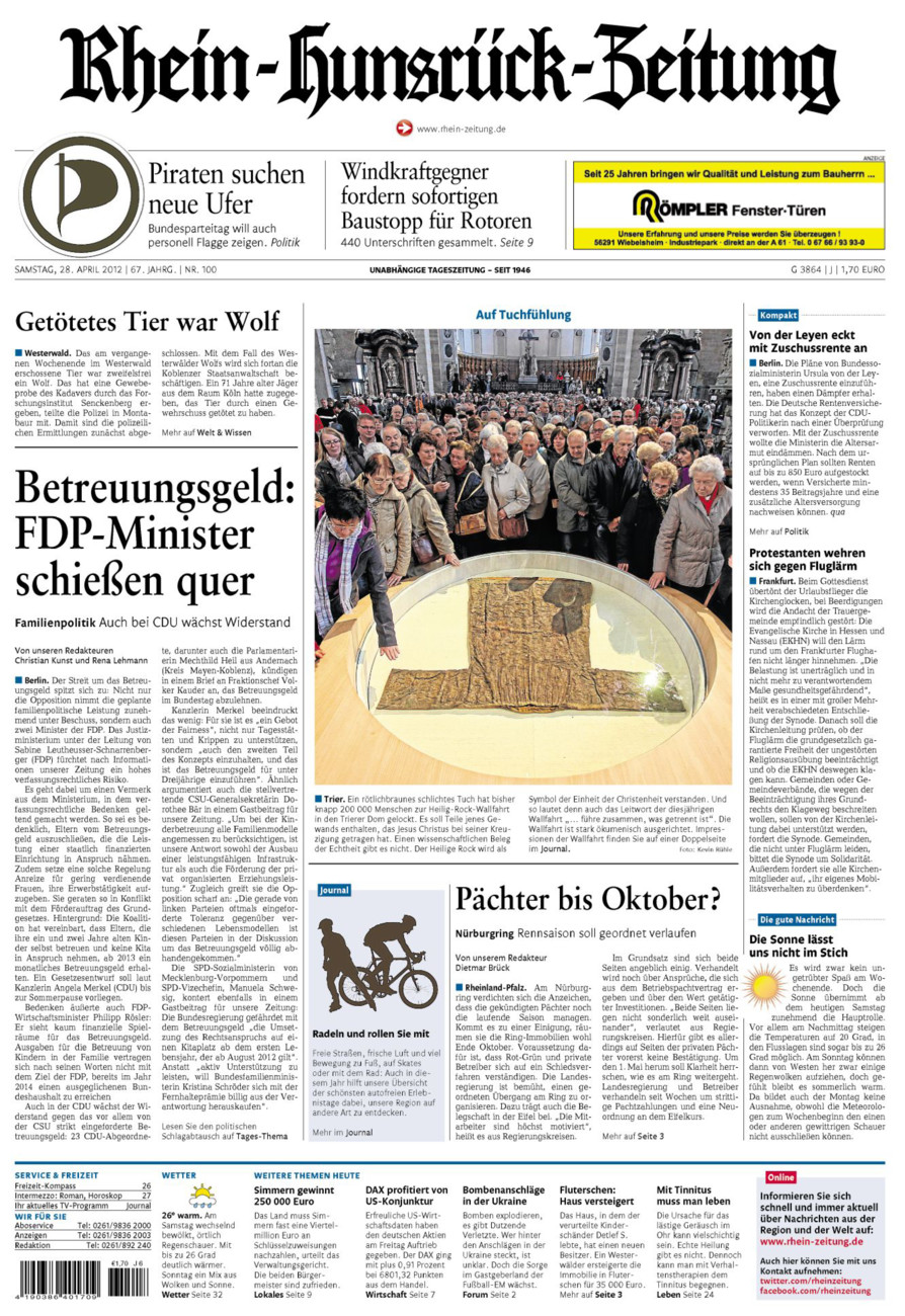 Rhein-Hunsrück-Zeitung vom Samstag, 28.04.2012