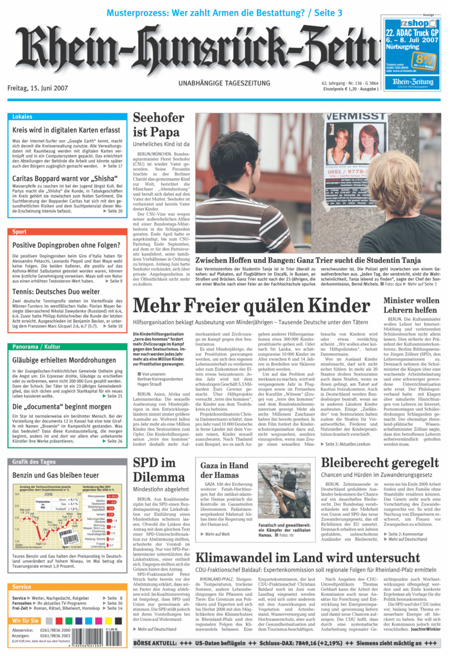 Rhein-Hunsrück-Zeitung vom Freitag, 15.06.2007