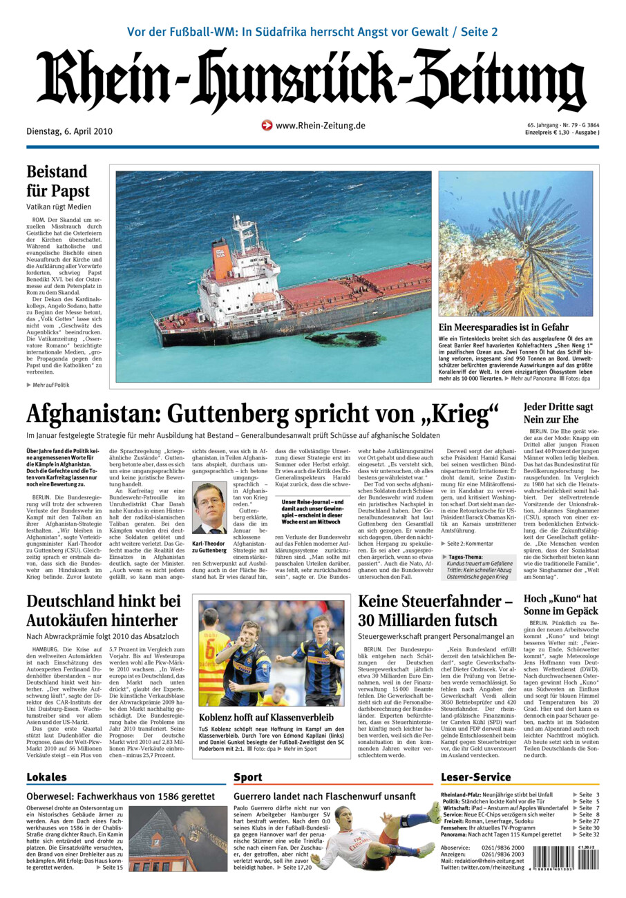 Rhein-Hunsrück-Zeitung vom Dienstag, 06.04.2010