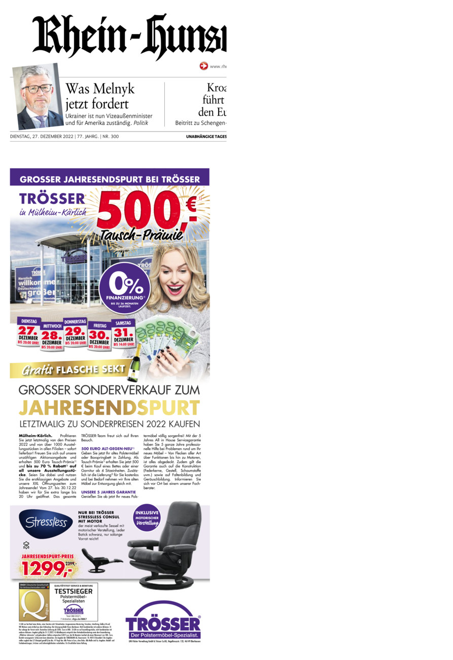 Rhein-Hunsrück-Zeitung vom Dienstag, 27.12.2022