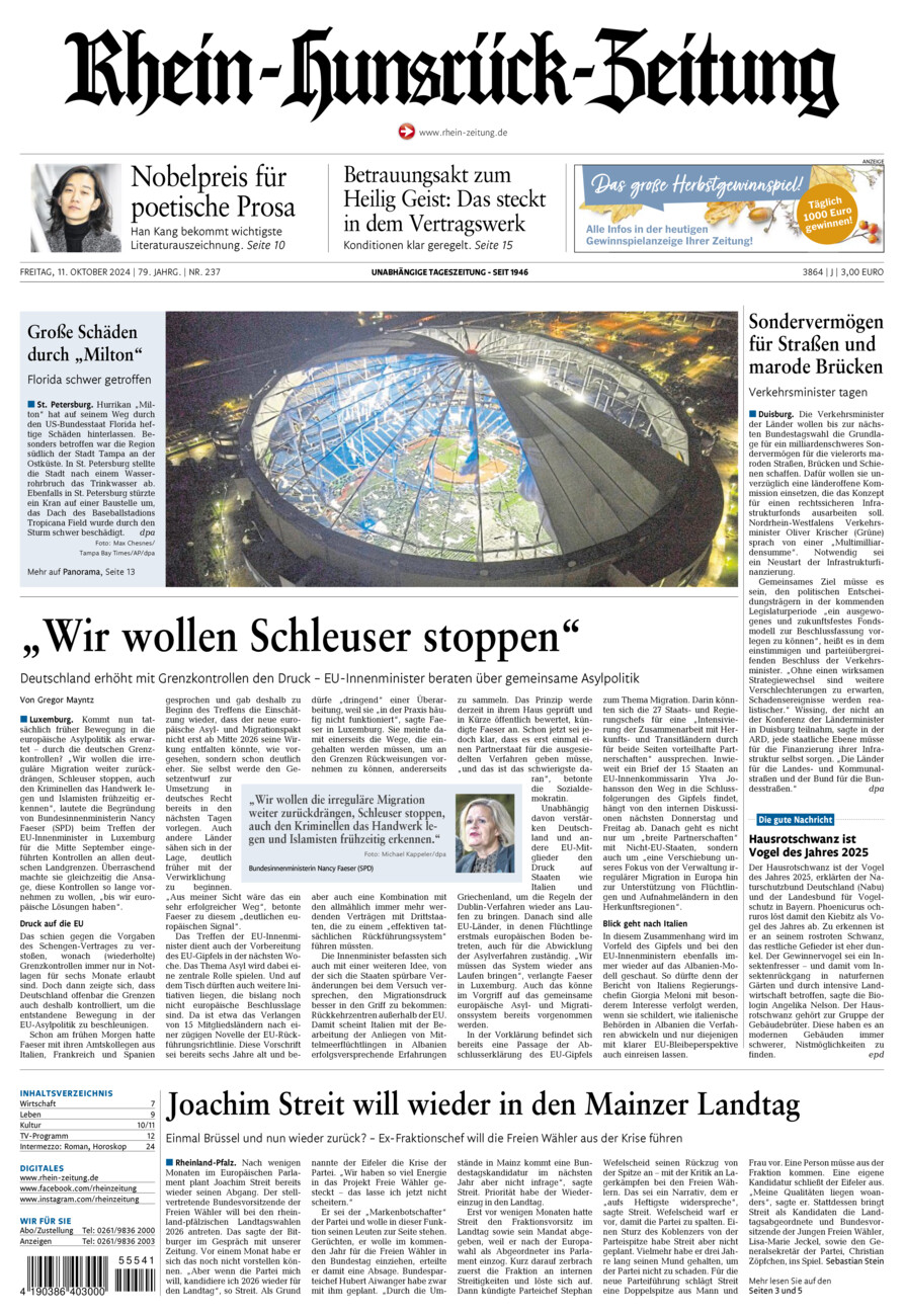 Rhein-Hunsrück-Zeitung vom Freitag, 11.10.2024