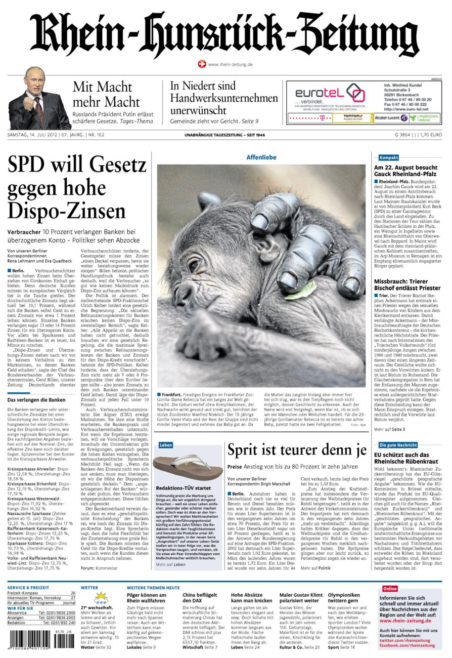 Rhein-Hunsrück-Zeitung vom Samstag, 14.07.2012