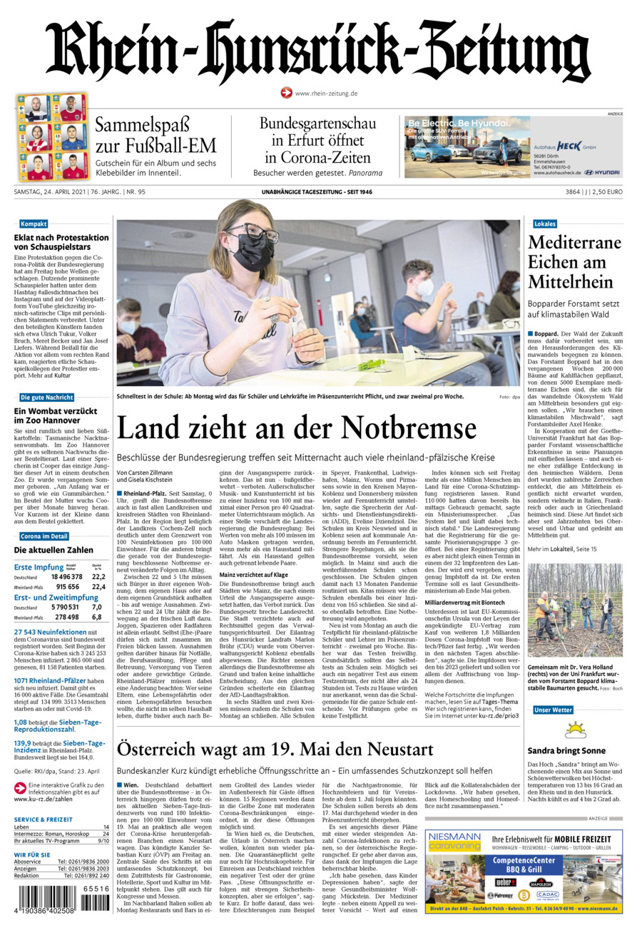 Rhein-Hunsrück-Zeitung vom Samstag, 24.04.2021