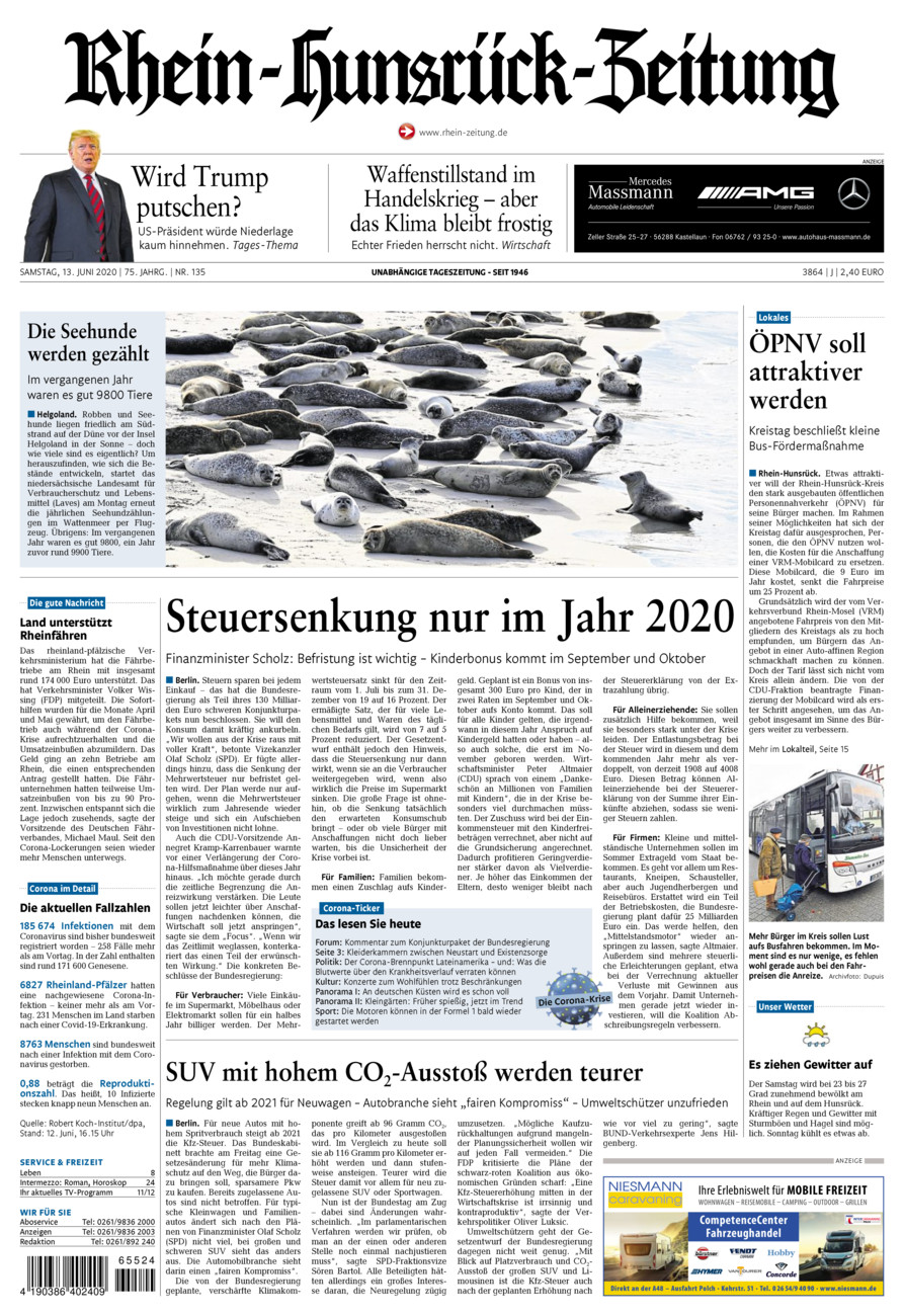 Rhein-Hunsrück-Zeitung vom Samstag, 13.06.2020