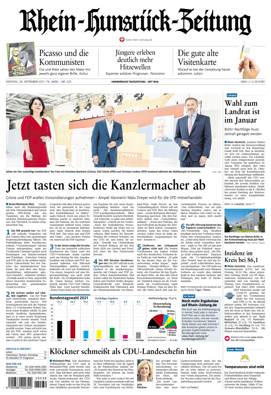 Rhein-Hunsrück-Zeitung vom Dienstag, 28.09.2021