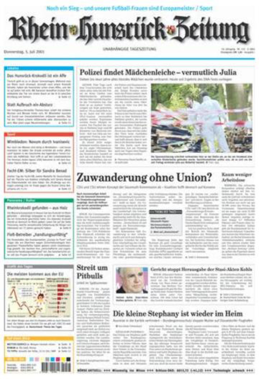 Rhein-Hunsrück-Zeitung vom Donnerstag, 05.07.2001