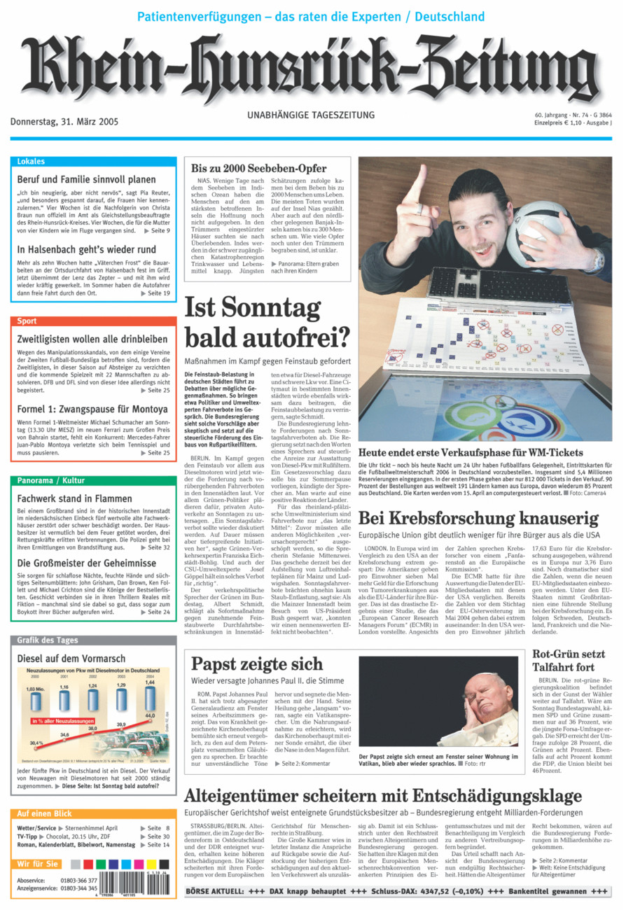 Rhein-Hunsrück-Zeitung vom Donnerstag, 31.03.2005