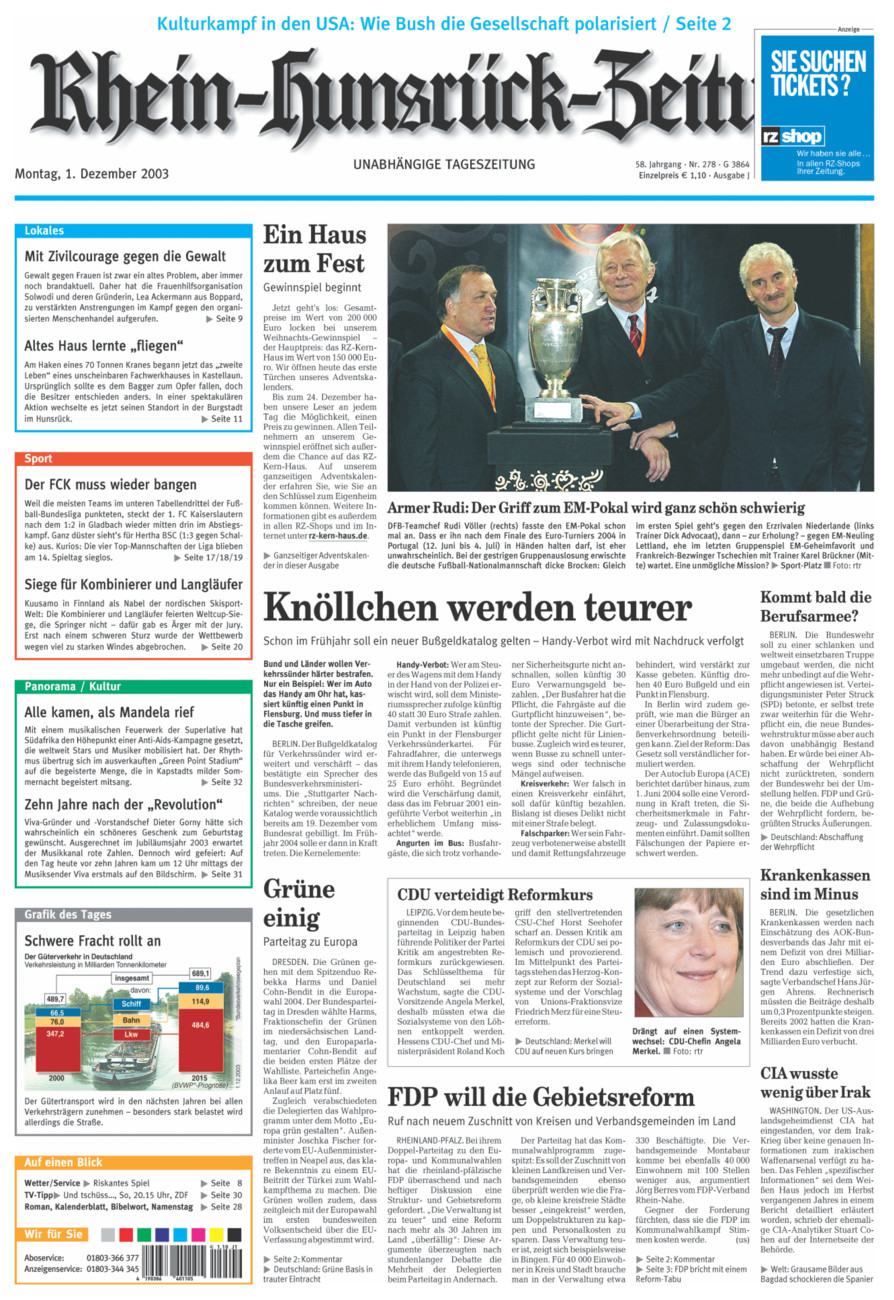 Rhein-Hunsrück-Zeitung vom Montag, 01.12.2003