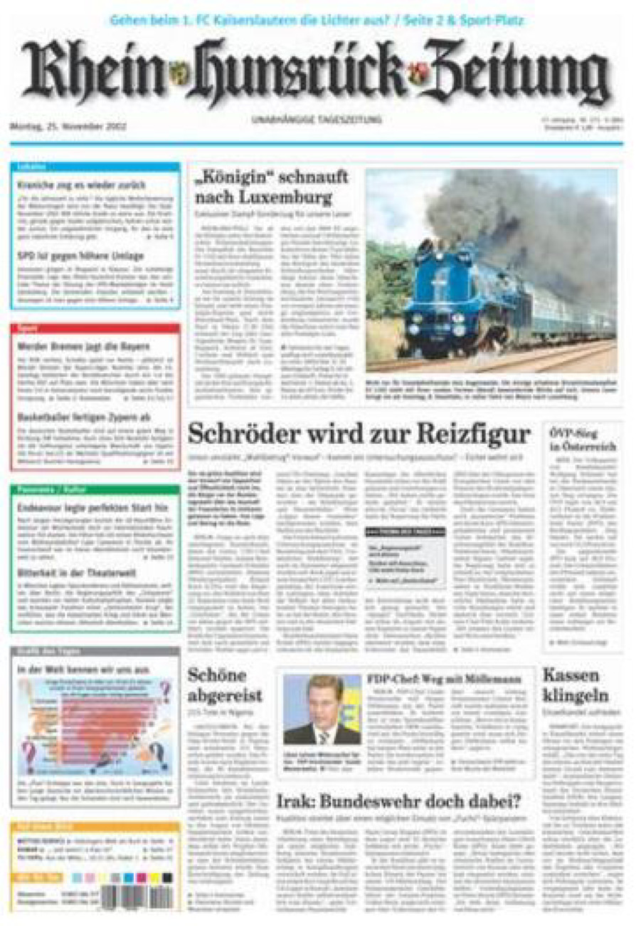 Rhein-Hunsrück-Zeitung vom Montag, 25.11.2002