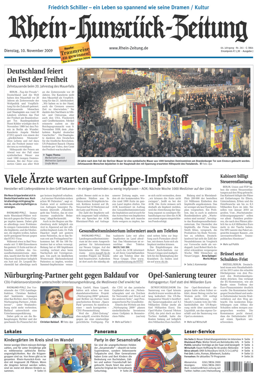 Rhein-Hunsrück-Zeitung vom Dienstag, 10.11.2009
