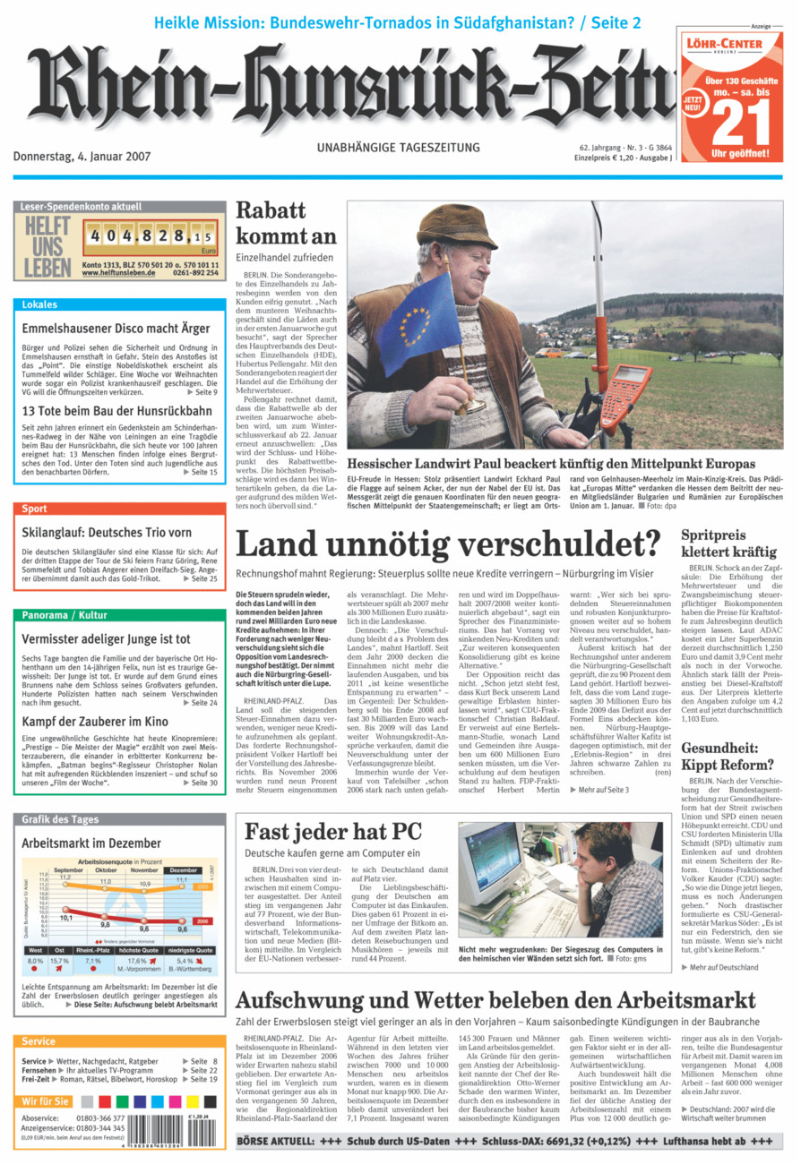 Rhein-Hunsrück-Zeitung vom Donnerstag, 04.01.2007