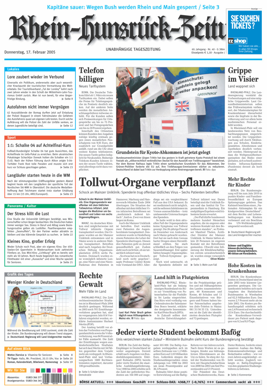 Rhein-Hunsrück-Zeitung vom Donnerstag, 17.02.2005