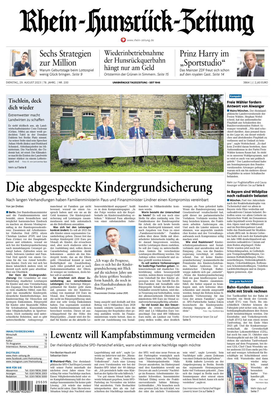Rhein-Hunsrück-Zeitung vom Dienstag, 29.08.2023