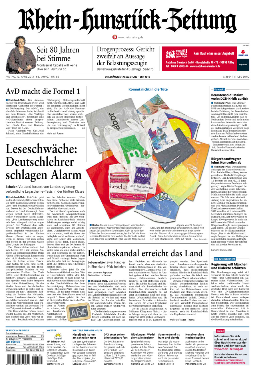 Rhein-Hunsrück-Zeitung vom Freitag, 12.04.2013