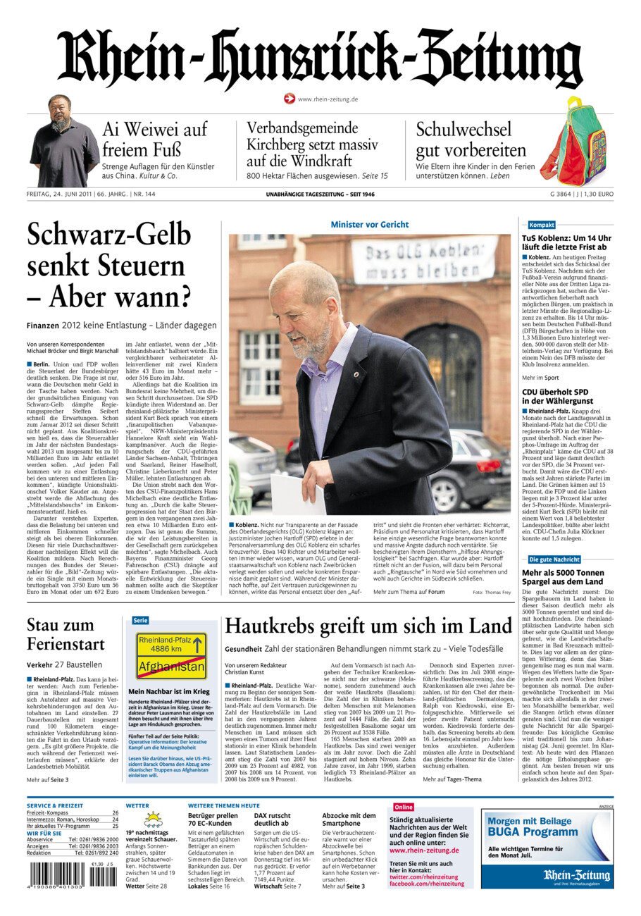 Rhein-Hunsrück-Zeitung vom Freitag, 24.06.2011