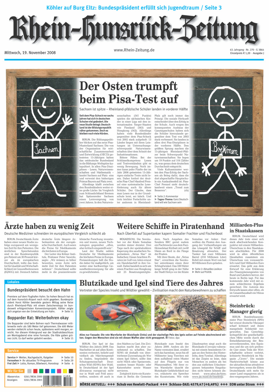 Rhein-Hunsrück-Zeitung vom Mittwoch, 19.11.2008
