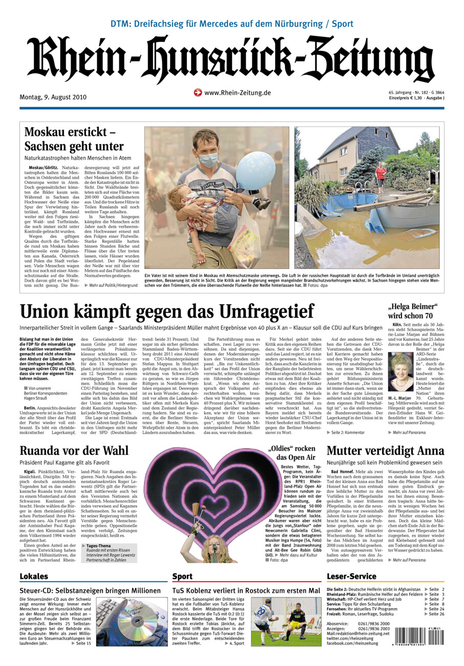 Rhein-Hunsrück-Zeitung vom Montag, 09.08.2010