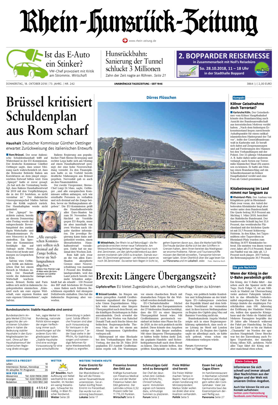 Rhein-Hunsrück-Zeitung vom Donnerstag, 18.10.2018