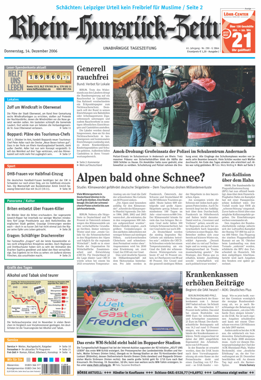 Rhein-Hunsrück-Zeitung vom Donnerstag, 14.12.2006