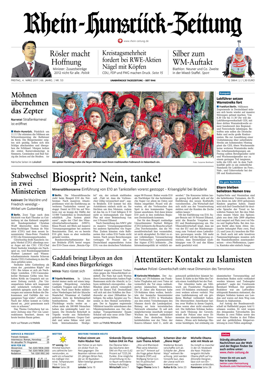 Rhein-Hunsrück-Zeitung vom Freitag, 04.03.2011