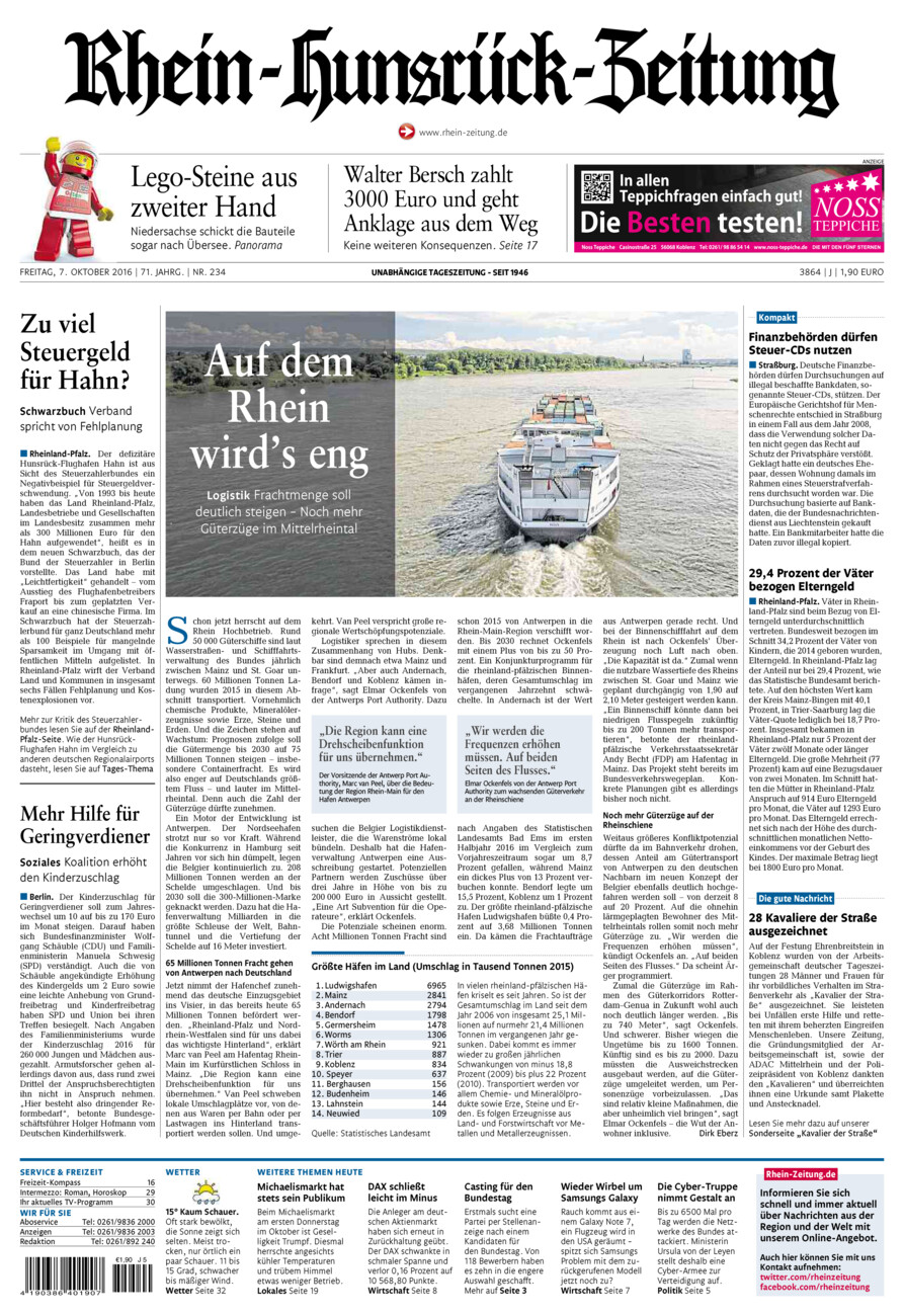 Rhein-Hunsrück-Zeitung vom Freitag, 07.10.2016