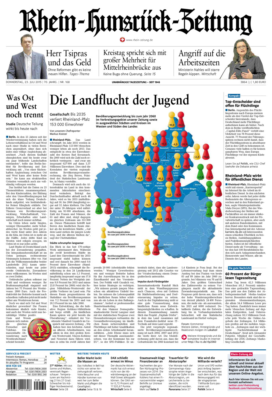Rhein-Hunsrück-Zeitung vom Donnerstag, 23.07.2015