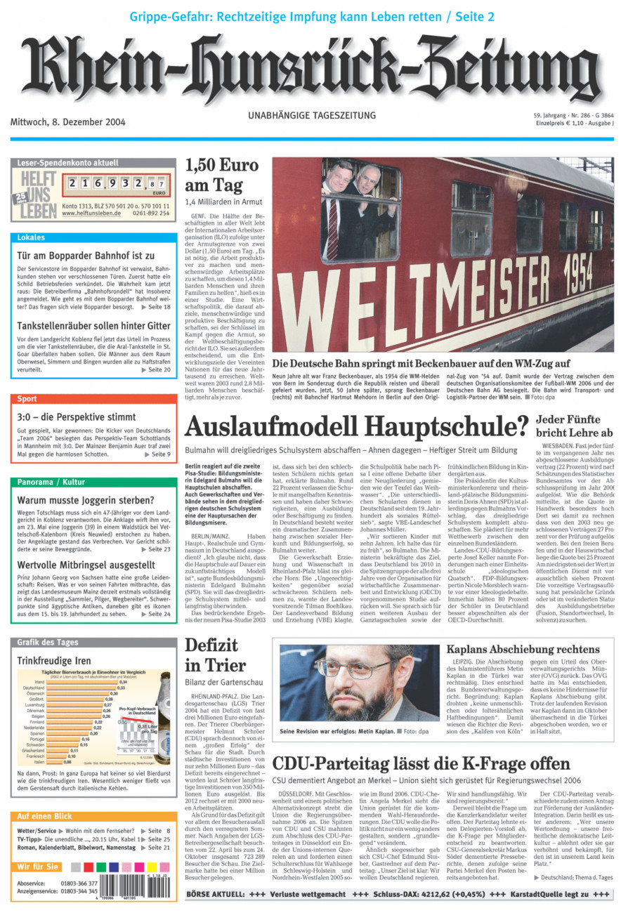 Rhein-Hunsrück-Zeitung vom Mittwoch, 08.12.2004