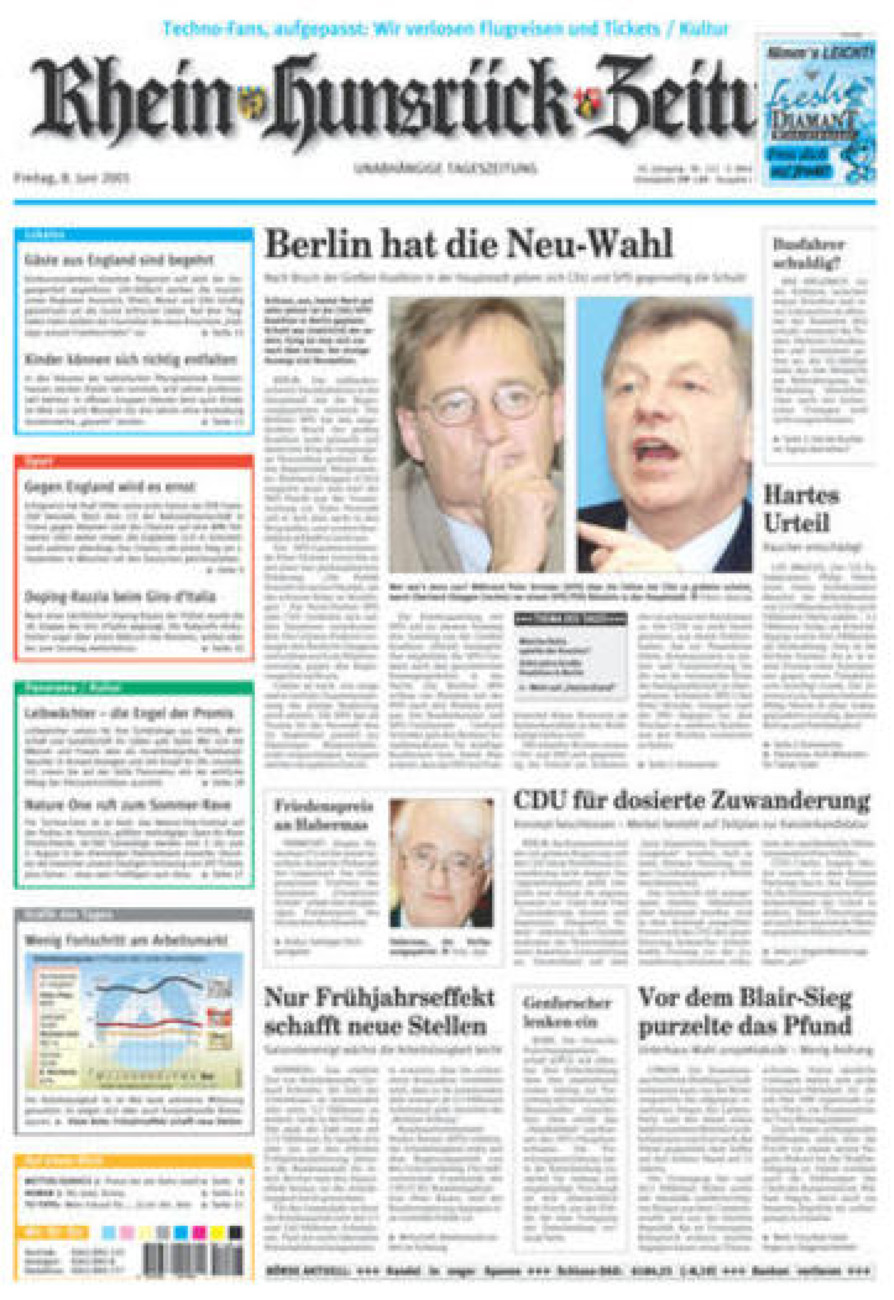 Rhein-Hunsrück-Zeitung vom Freitag, 08.06.2001