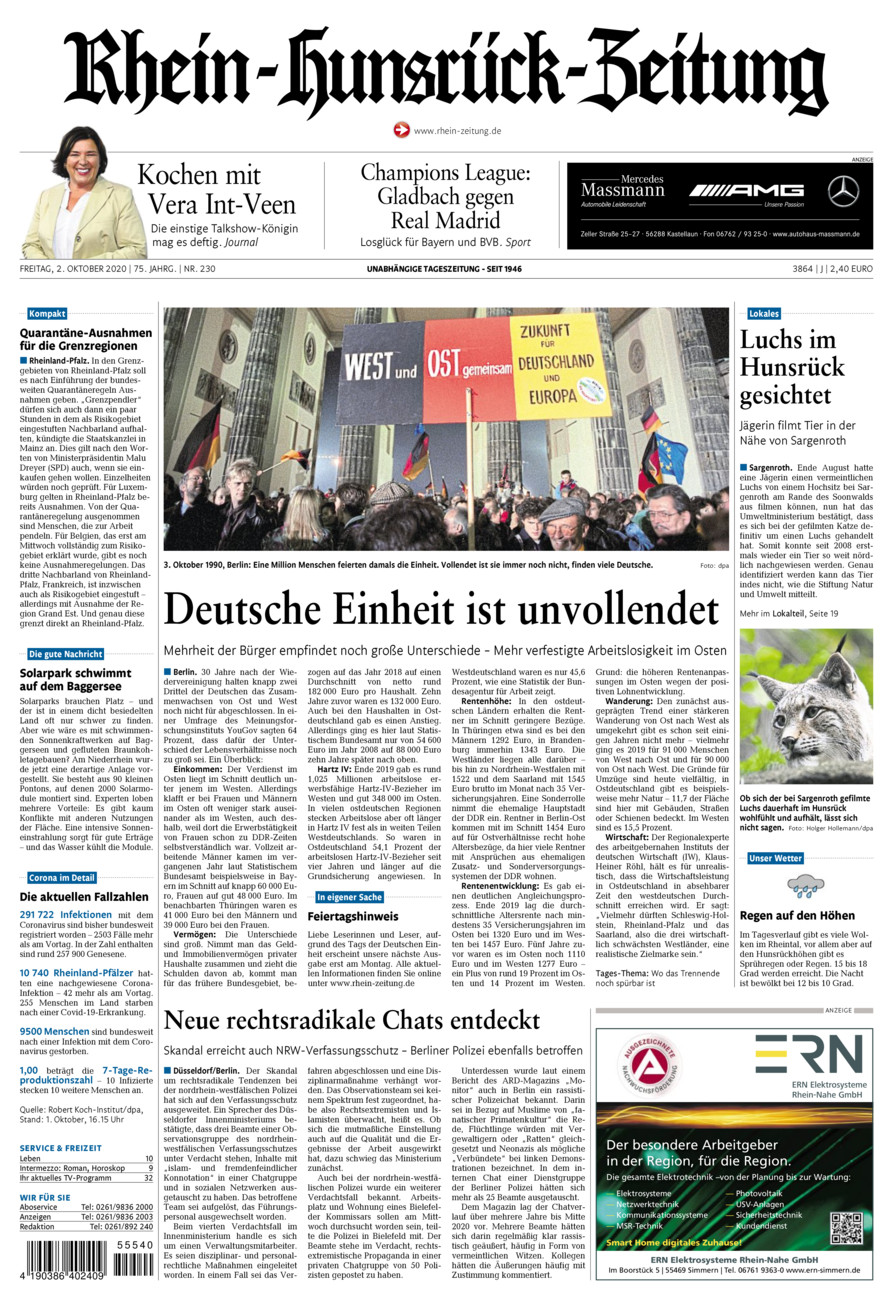 Rhein-Hunsrück-Zeitung vom Freitag, 02.10.2020