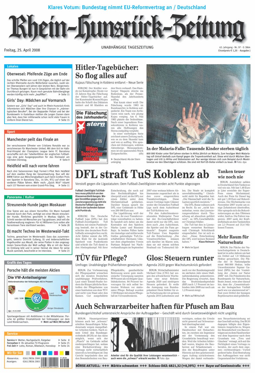 Rhein-Hunsrück-Zeitung vom Freitag, 25.04.2008