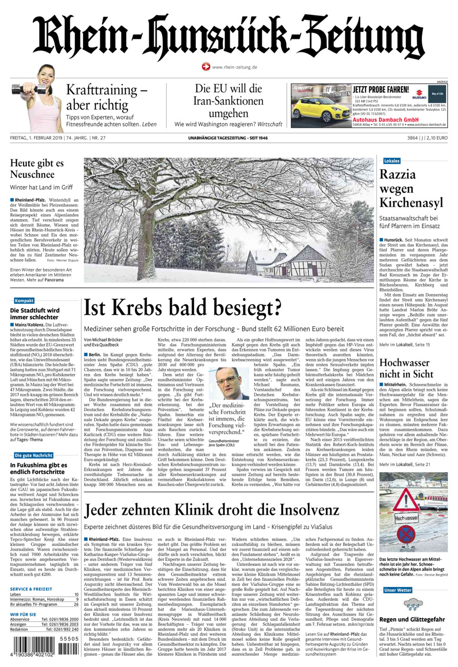 Rhein-Hunsrück-Zeitung vom Freitag, 01.02.2019
