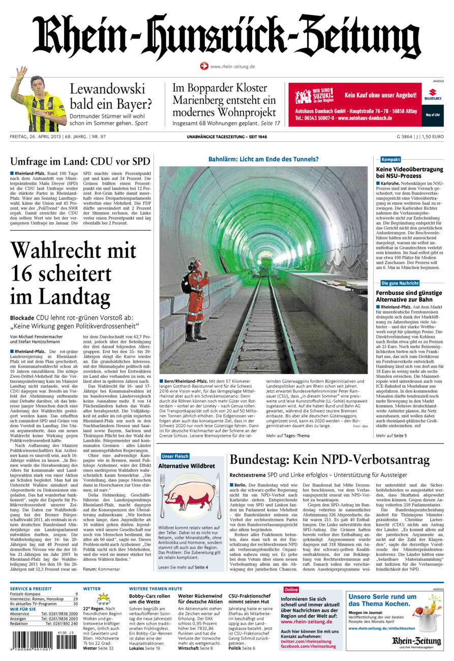 Rhein-Hunsrück-Zeitung vom Freitag, 26.04.2013