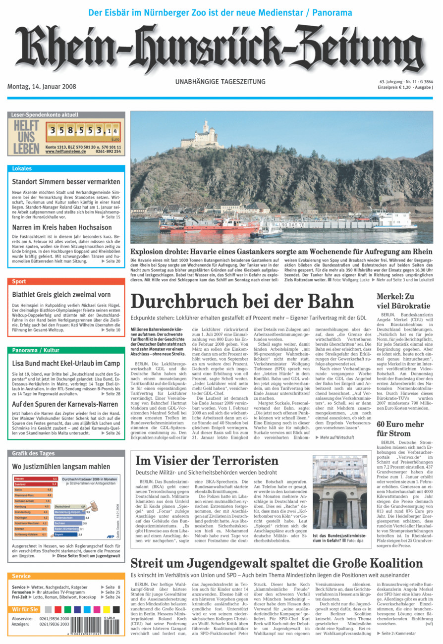 Rhein-Hunsrück-Zeitung vom Montag, 14.01.2008